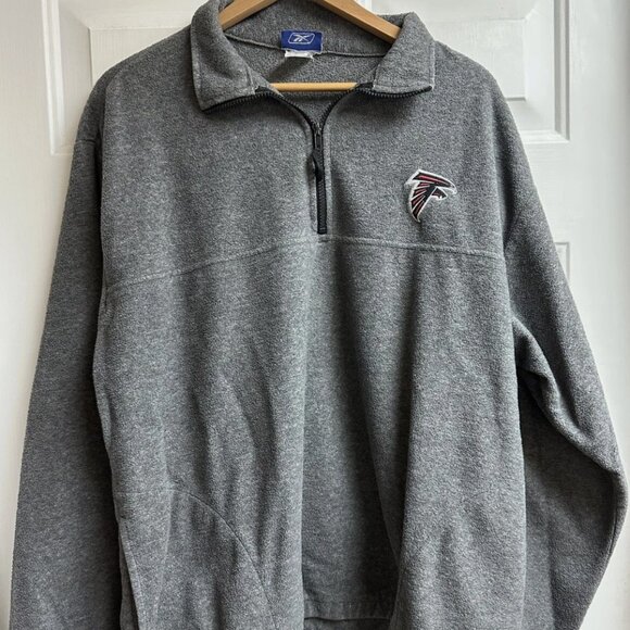 NFL Atlanta Falcons XL Fleece Half Zip Pullover Gray Reebok. Logo 100% Polyester - Picture 1 of 4